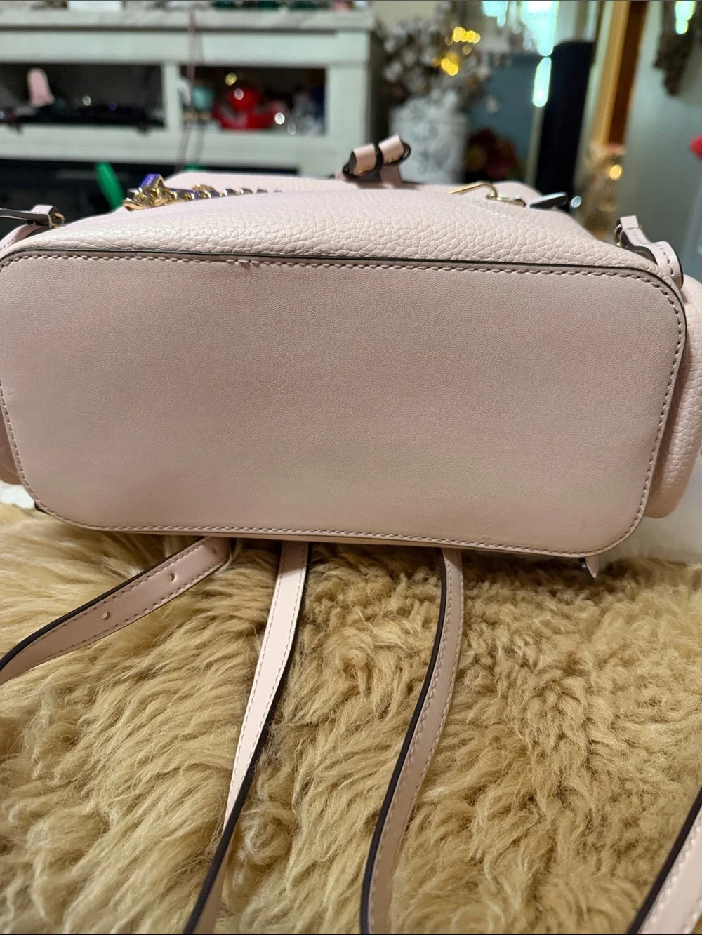 Michael Kors POWDER BLUSH Jet Set Travel Medium Pebble Leather Chain Backpack